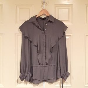 Gray Zara Basics Blouse